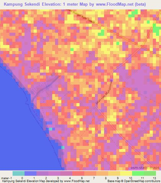 Kampung Sekendi,Malaysia Elevation Map