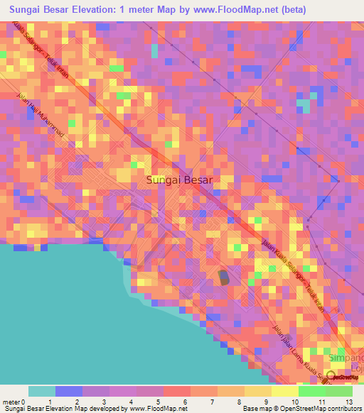 Sungai Besar,Malaysia Elevation Map
