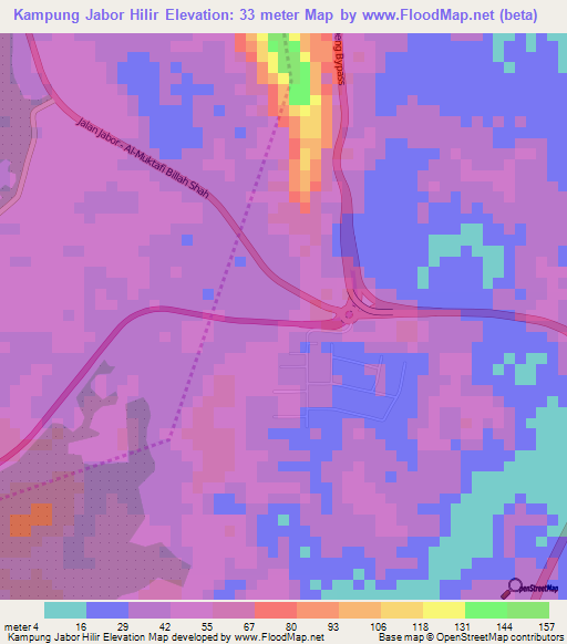 Kampung Jabor Hilir,Malaysia Elevation Map