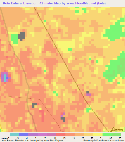 Kota Baharu,Malaysia Elevation Map