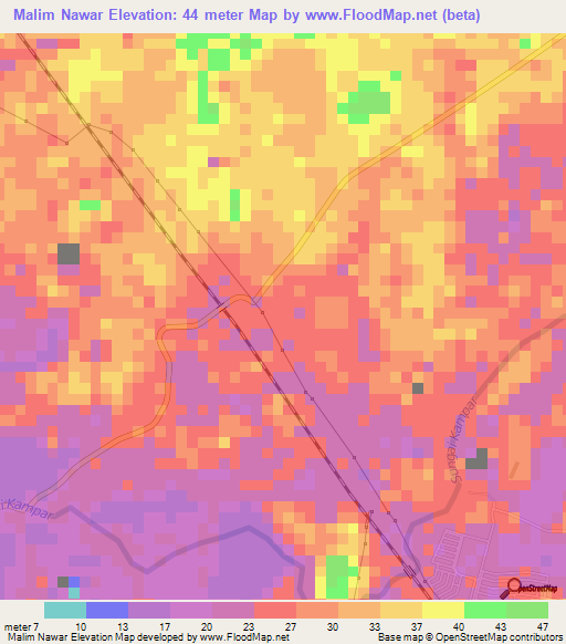 Malim Nawar,Malaysia Elevation Map