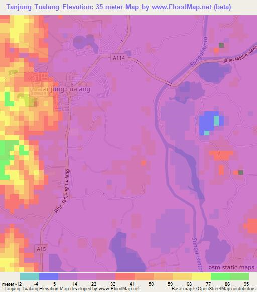 Tanjung Tualang,Malaysia Elevation Map