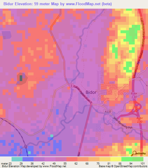 Bidur,Malaysia Elevation Map