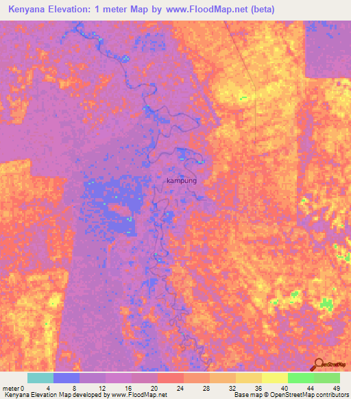 Kenyana,Malaysia Elevation Map