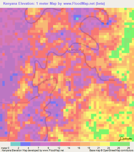 Kenyana,Malaysia Elevation Map