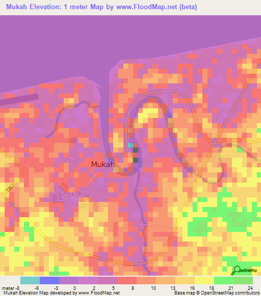 Mukah,Malaysia Elevation Map