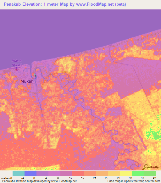 Penakub,Malaysia Elevation Map