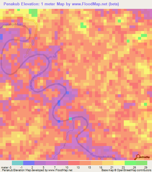 Penakub,Malaysia Elevation Map