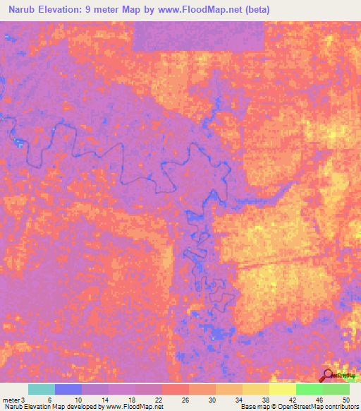 Narub,Malaysia Elevation Map