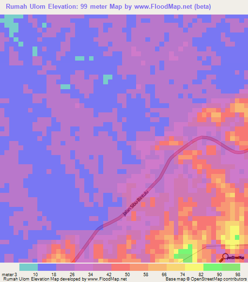 Rumah Ulom,Malaysia Elevation Map