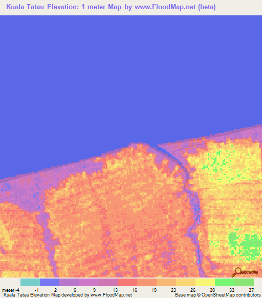 Kuala Tatau,Malaysia Elevation Map