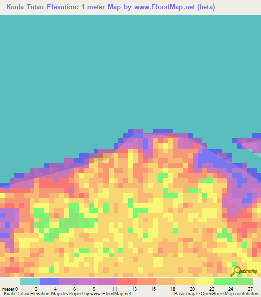 Kuala Tatau,Malaysia Elevation Map