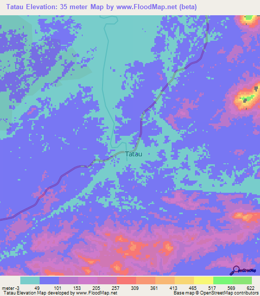 Tatau,Malaysia Elevation Map