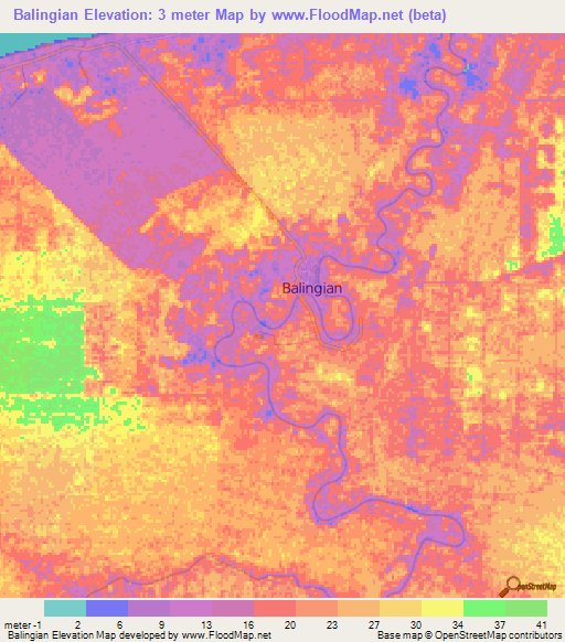 Balingian,Malaysia Elevation Map