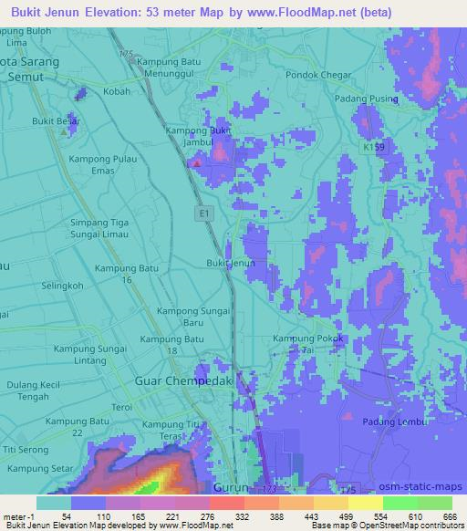 Bukit Jenun,Malaysia Elevation Map