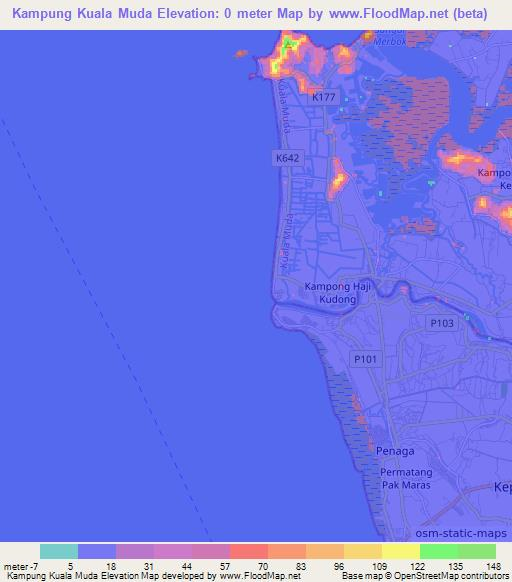 Kampung Kuala Muda,Malaysia Elevation Map