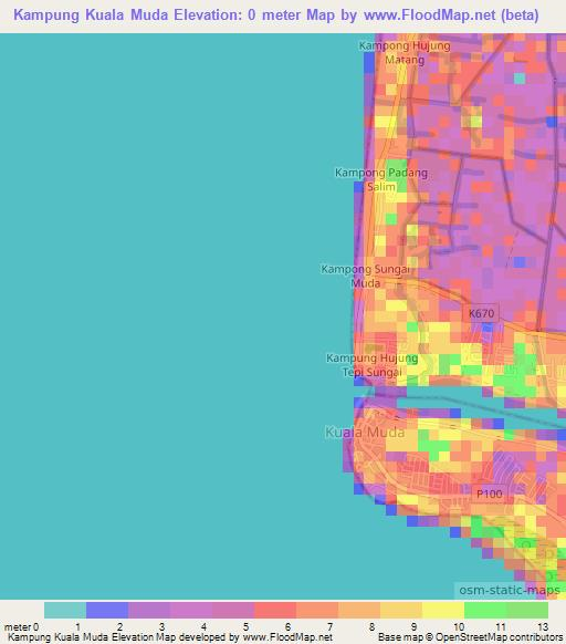 Kampung Kuala Muda,Malaysia Elevation Map