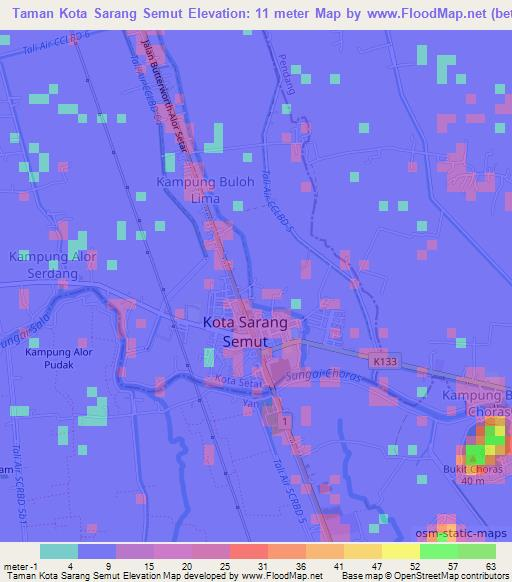 Taman Kota Sarang Semut,Malaysia Elevation Map