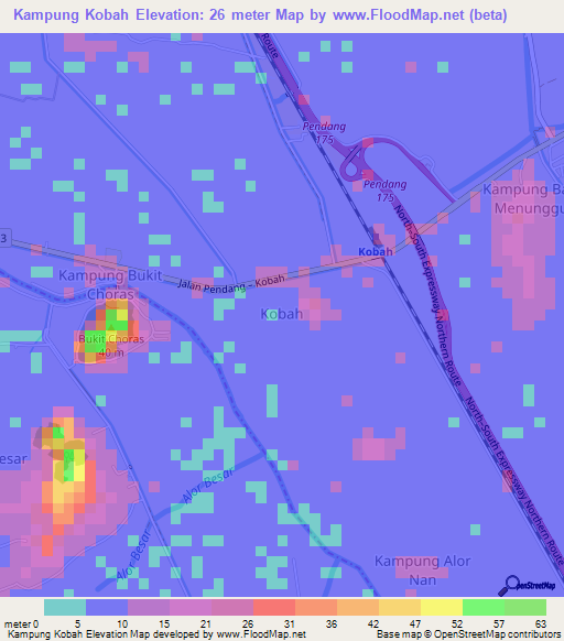 Kampung Kobah,Malaysia Elevation Map