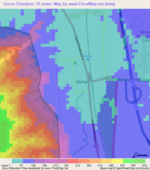 Gurun,Malaysia Elevation Map