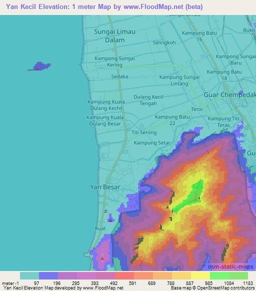 Yan Kecil,Malaysia Elevation Map