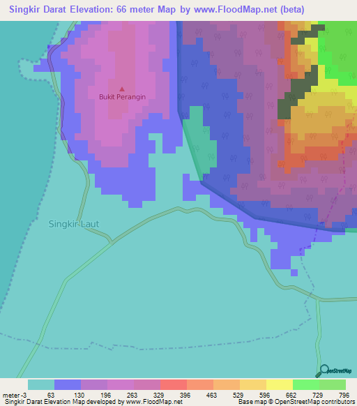 Singkir Darat,Malaysia Elevation Map