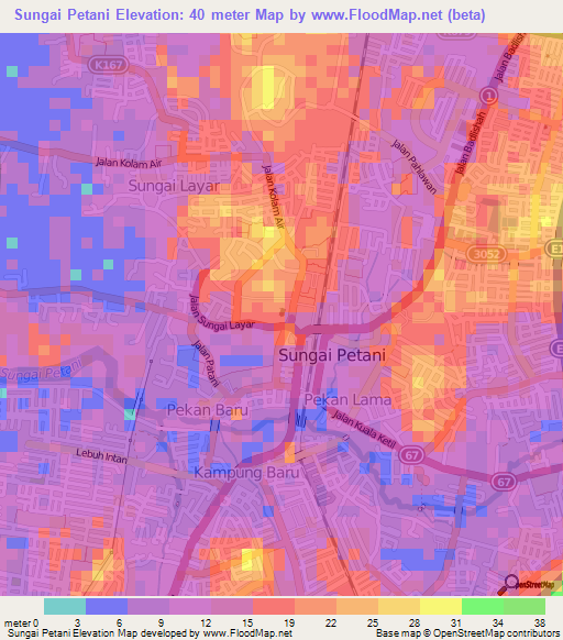 Sungai Petani,Malaysia Elevation Map