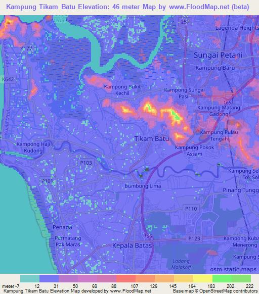 Kampung Tikam Batu,Malaysia Elevation Map