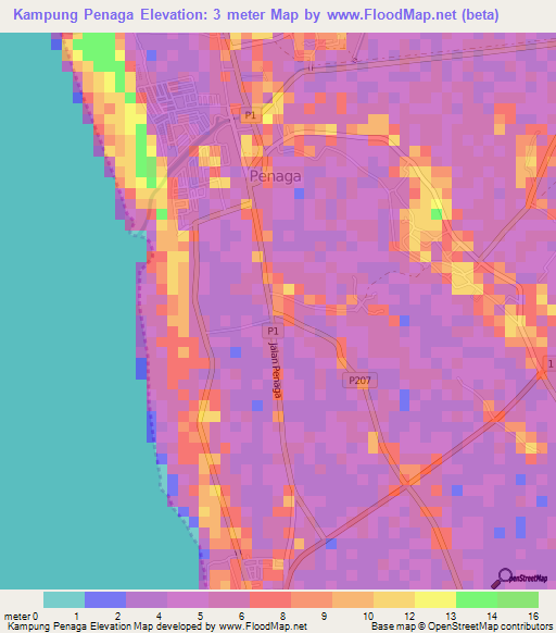 Kampung Penaga,Malaysia Elevation Map