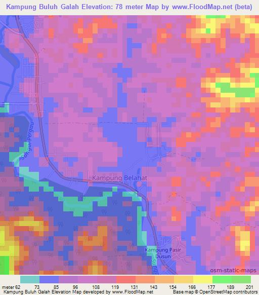 Kampung Buluh Galah,Malaysia Elevation Map