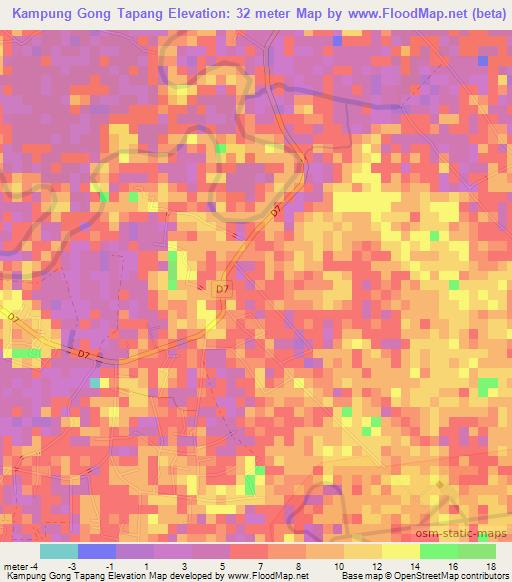 Kampung Gong Tapang,Malaysia Elevation Map