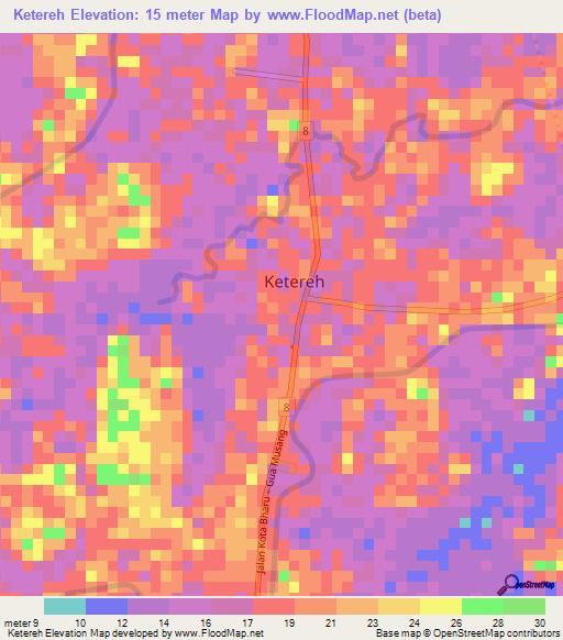 Ketereh,Malaysia Elevation Map