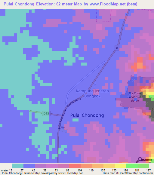 Pulai Chondong,Malaysia Elevation Map