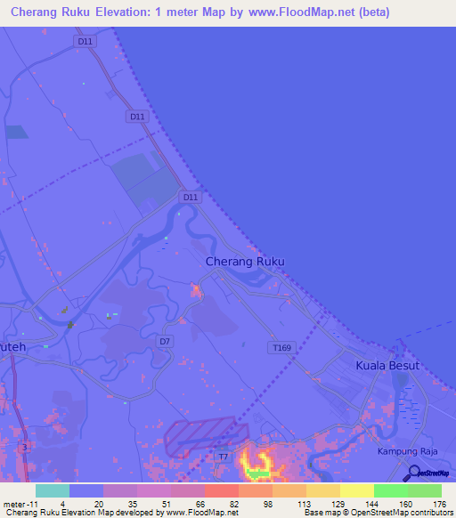 Cherang Ruku,Malaysia Elevation Map