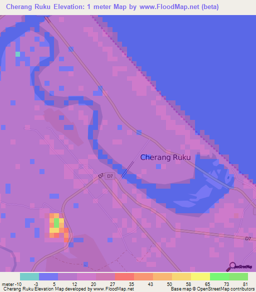 Cherang Ruku,Malaysia Elevation Map