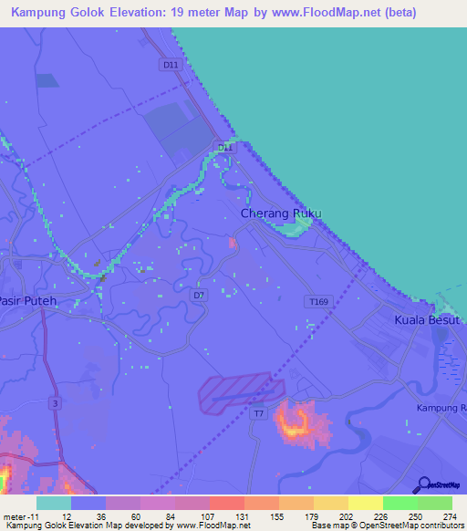 Kampung Golok,Malaysia Elevation Map