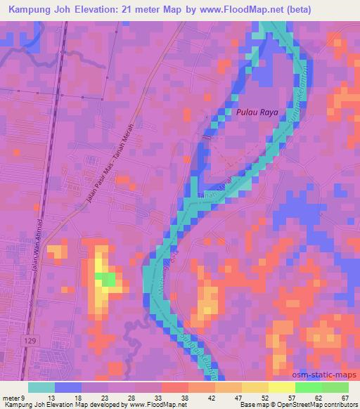 Kampung Joh,Malaysia Elevation Map