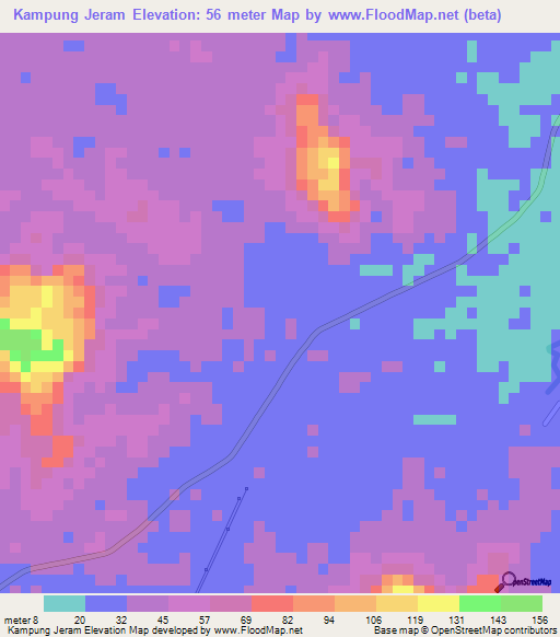 Kampung Jeram,Malaysia Elevation Map