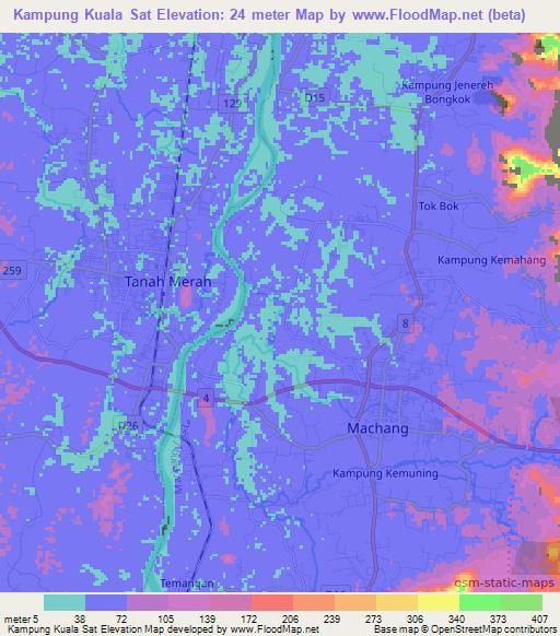 Kampung Kuala Sat,Malaysia Elevation Map