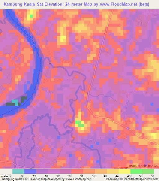 Kampung Kuala Sat,Malaysia Elevation Map