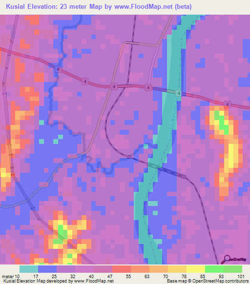 Kusial,Malaysia Elevation Map