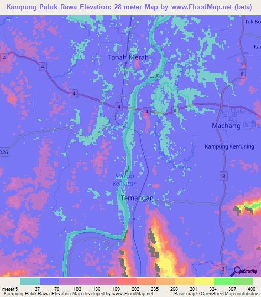 Kampung Paluk Rawa,Malaysia Elevation Map