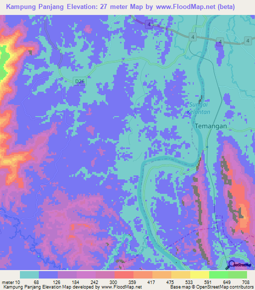 Kampung Panjang,Malaysia Elevation Map