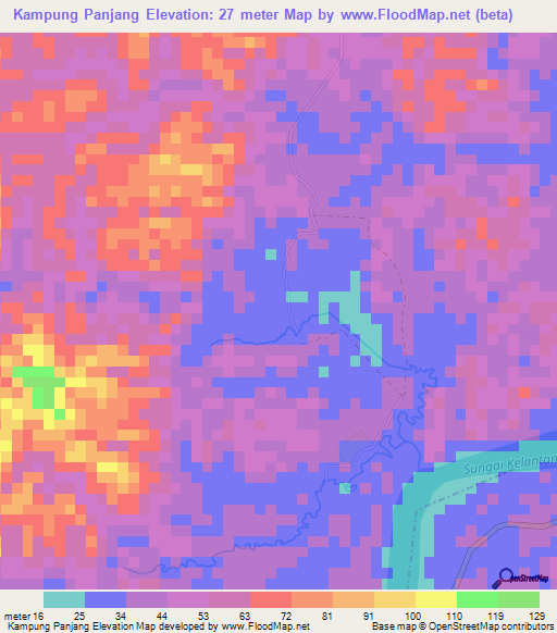 Kampung Panjang,Malaysia Elevation Map