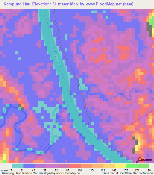 Kampung Hau,Malaysia Elevation Map