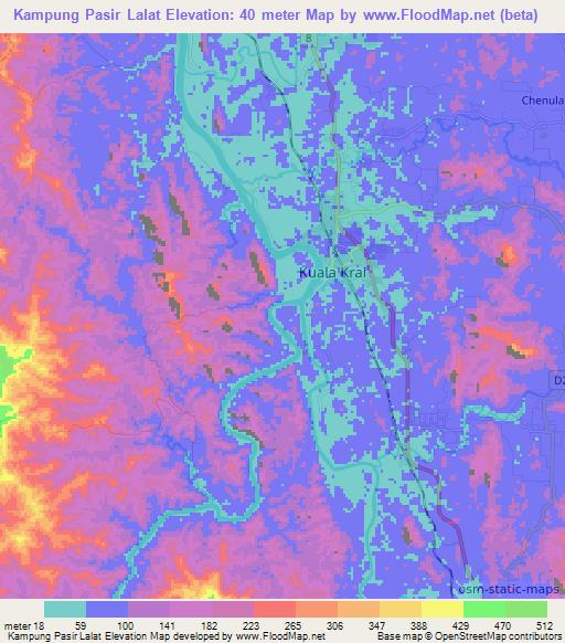 Kampung Pasir Lalat,Malaysia Elevation Map