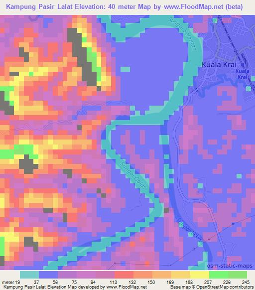 Kampung Pasir Lalat,Malaysia Elevation Map