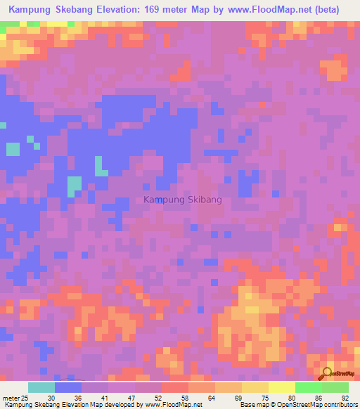 Kampung Skebang,Malaysia Elevation Map