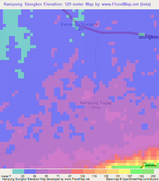 Kampung Stungkor,Malaysia Elevation Map