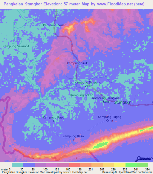 Pangkalan Stungkor,Malaysia Elevation Map